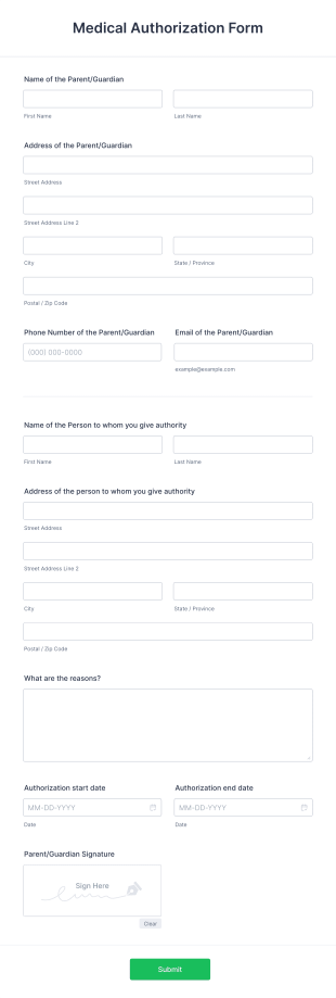 Medical Authorization Form Template