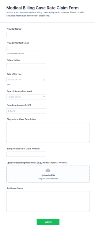 Medical Billing Case Rate Claim Form Template