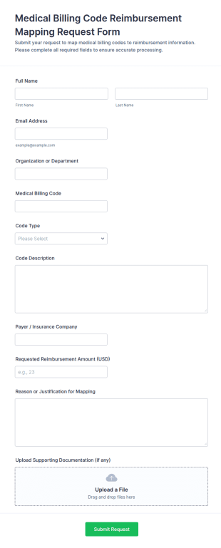 Medical Billing Code Reimbursement Mapping Request Form Template