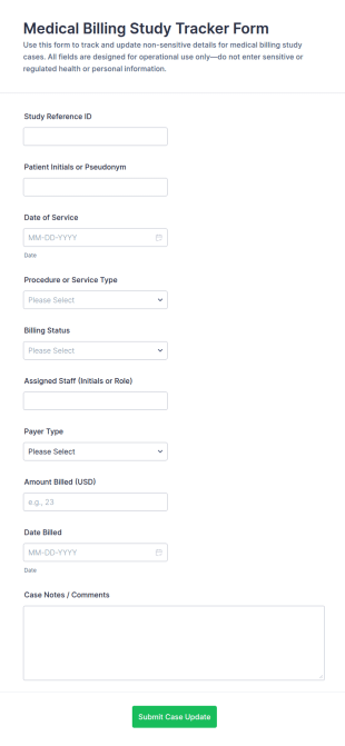 Medical Billing Study Tracker Form Template