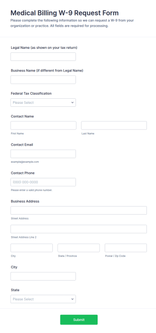 Medical Billing W 9 Request Form Template