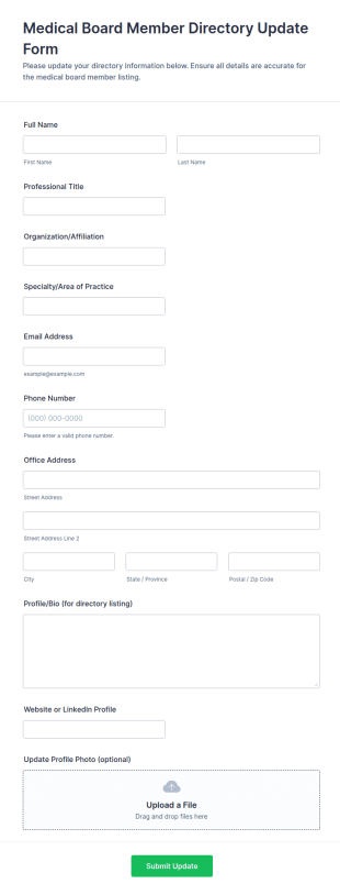 Medical Board Member Directory Update Form Template