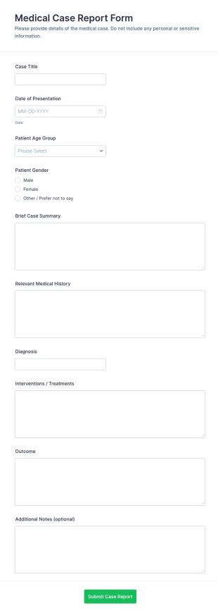 Medical Case Report Form Template