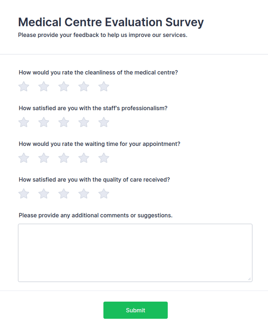 Medical Centre Evaluation Survey Form Template | Jotform