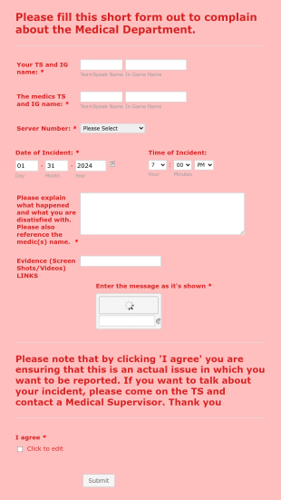 Medical Complaint Form Template