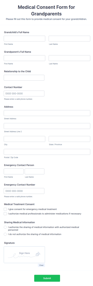 Medical Consent Form For Grandparents