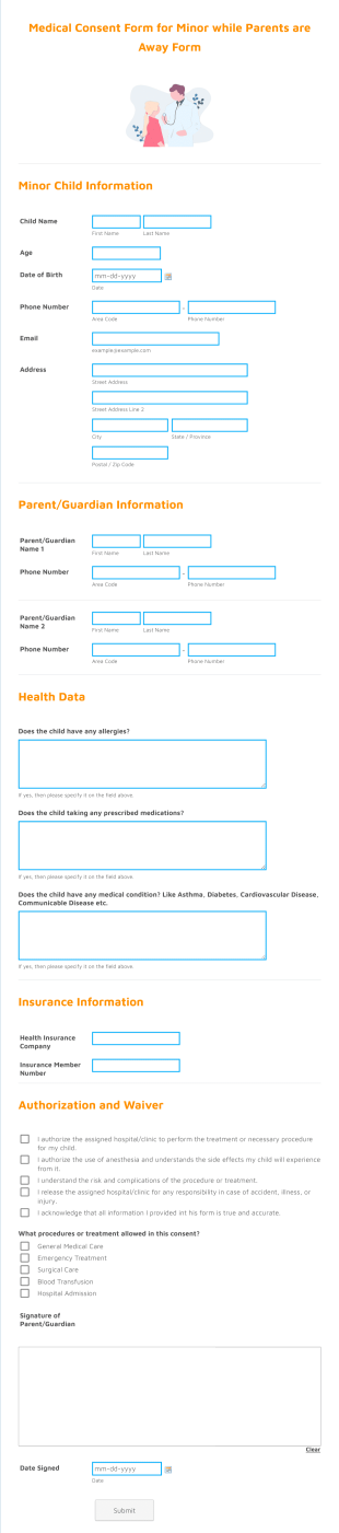 Medical Consent Form For Minor