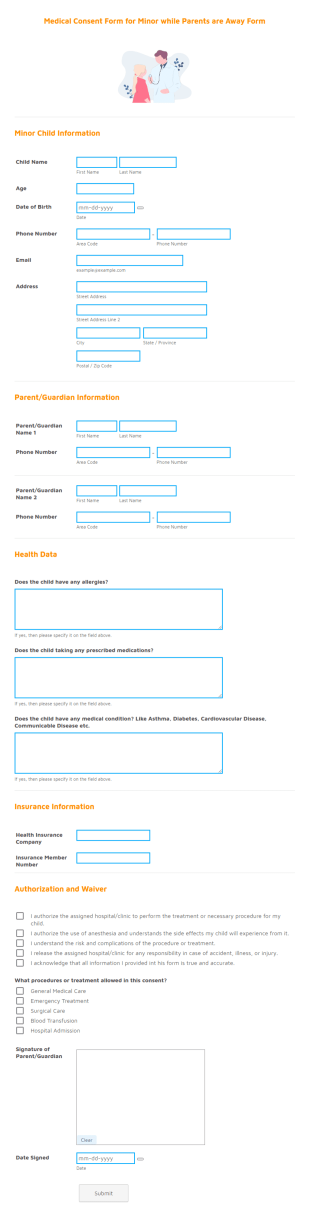 Medical Consent Form For Minor