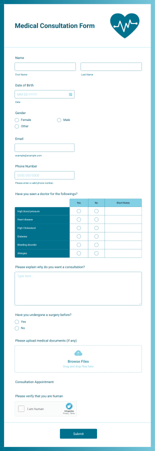 Medical Consultation Form Template