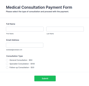 Medical Consultation Payment Form Template