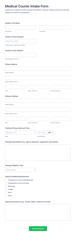 Medical Courier Intake Form Template