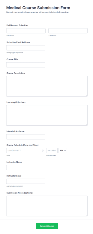 Medical Course Submission Form Template