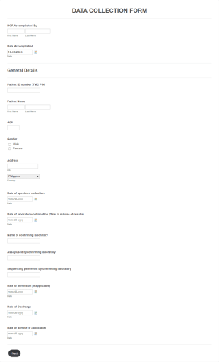 Medical Data Collection Form Template