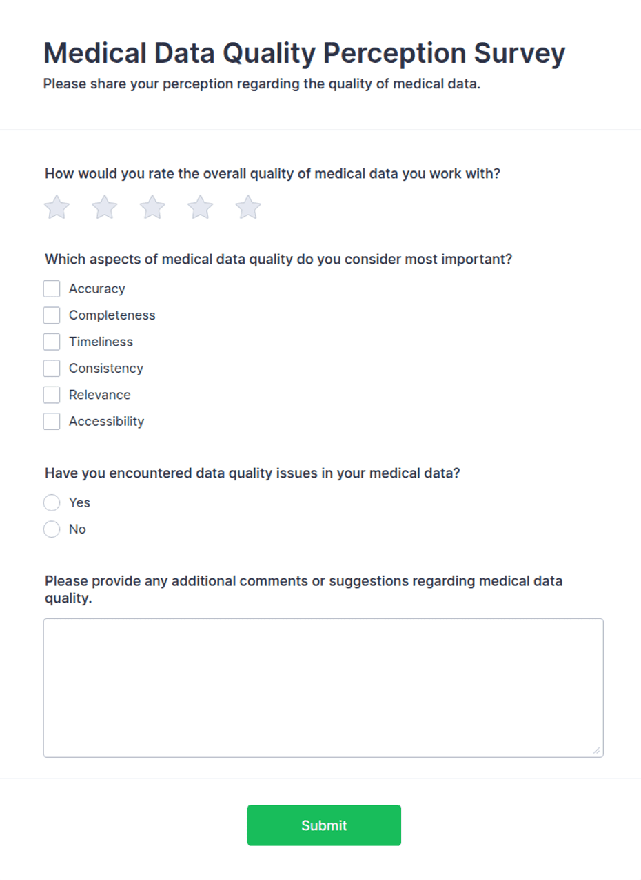 Medical Data Quality Perception Survey Form Template | Jotform