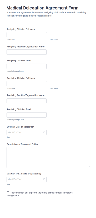 Medical Delegation Agreement Form Template