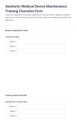 Medical Device Maintenance Training Checklist Form Template