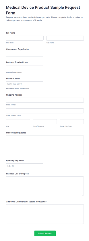 Medical Device Product Sample Request Form Template