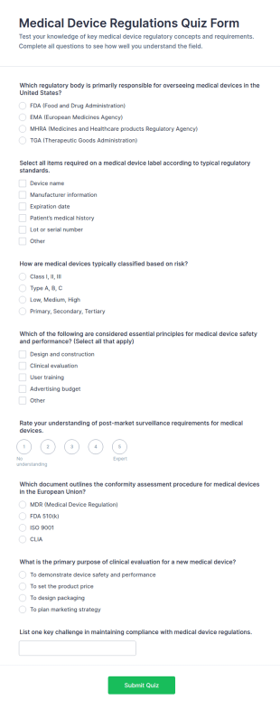 Medical Device Regulations Quiz Form Template