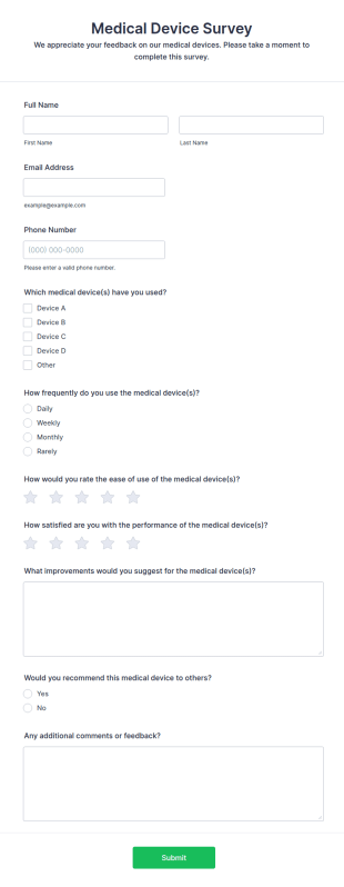 Medical Device Survey Form Template