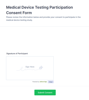 Medical Device Testing Participation Consent Form Template