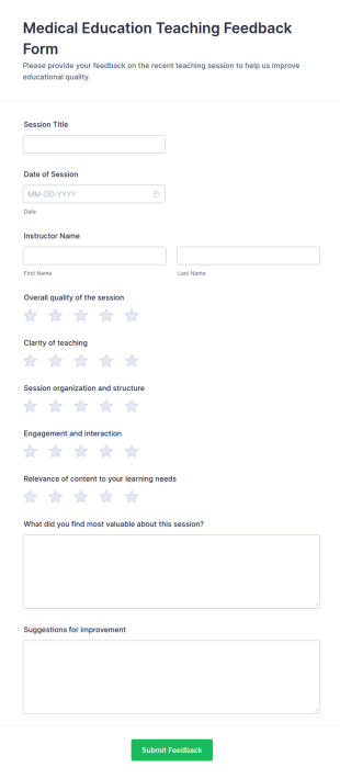 Medical Education Teaching Feedback Form Template