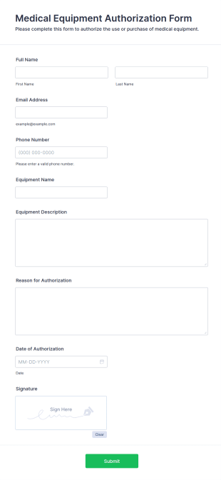 Medical Equipment Authorization Form Template