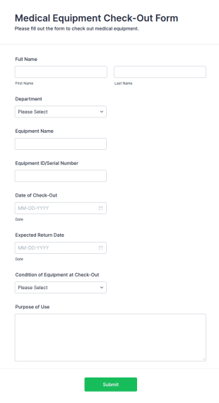 Medical Equipment Check Out Form Template