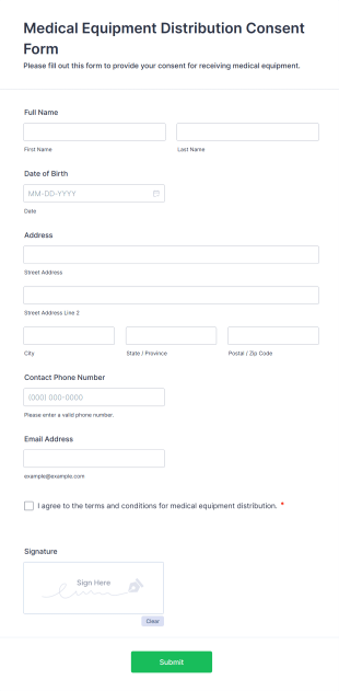 Medical Equipment Distribution Consent Form Template