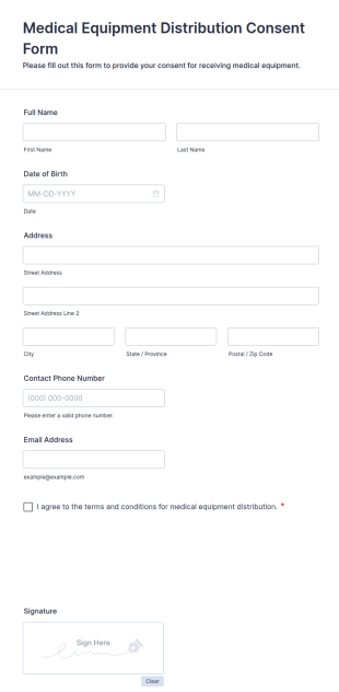 Medical Equipment Distribution Consent Form Template