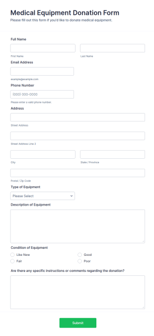 Medical Equipment Donation Form Template