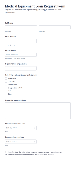Medical Equipment Loan Request Form Template