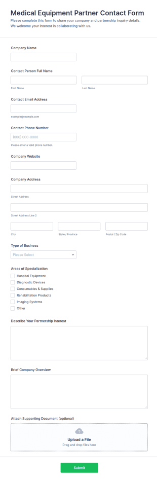 Medical Equipment Partner Contact Form Template