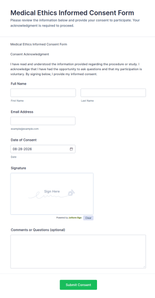 Medical Ethics Informed Consent Form Template
