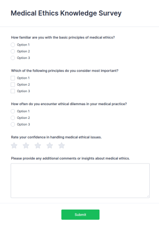Medical Ethics Knowledge Survey Form Template