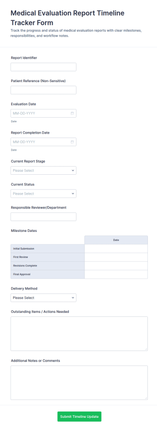 Medical Evaluation Report Timeline Tracker Form Template