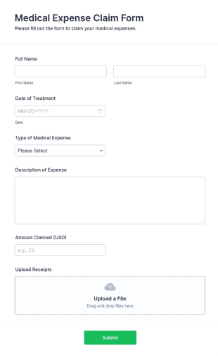 Medical Expense Claim Form Template