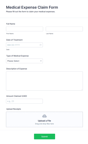 Medical Expense Claim Form Template