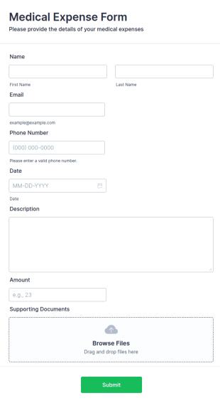 Medical Expense Form Template
