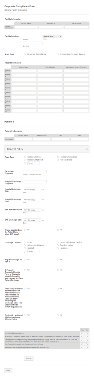 Medical Facility Compliance Form Template