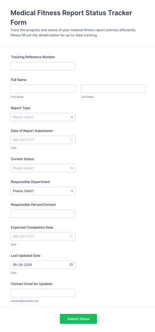Medical Fitness Report Status Tracker Form Template