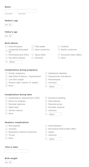 Medical History: Children Form Template