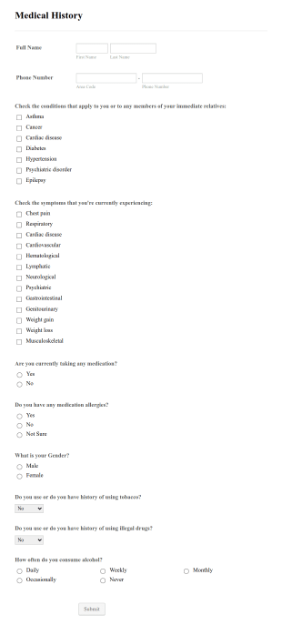 Medical History Form Template