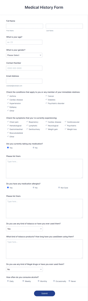 Medical History Form Template