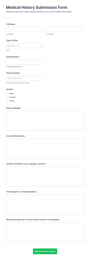 Medical History Submission Form Template