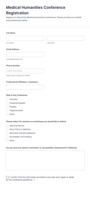 Medical Humanities Conference Registration Form Template