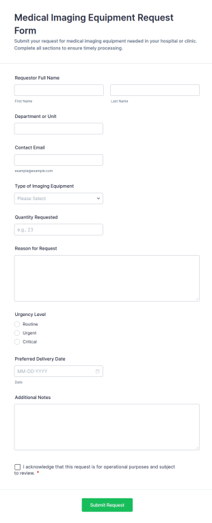 Medical Imaging Equipment Request Form Template
