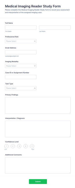 Medical Imaging Reader Study Form Template