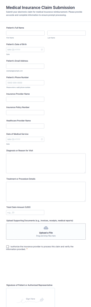 Medical Insurance Claim Submission Form Template