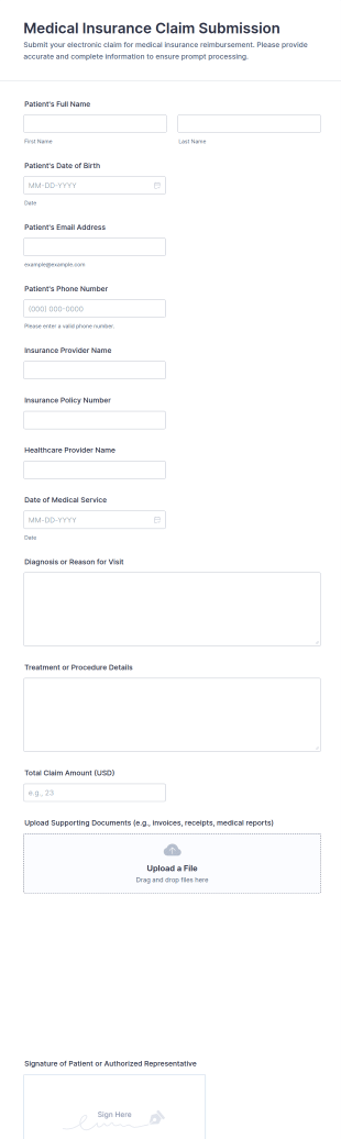 Medical Insurance Claim Submission Form Template