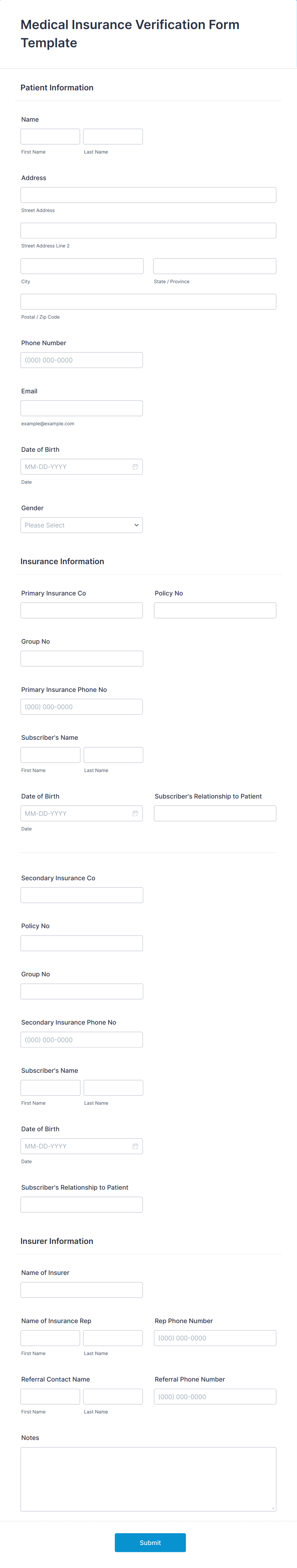 Medical Insurance Verification Form Template | Jotform medical-insurance-verification-form-template-jotform